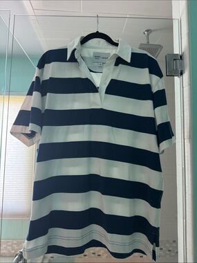 REVOLVE Navy and White Striped Rugby Polo